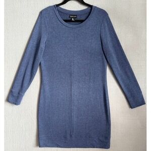 Adrienne Vittadini  Dress Women Size  Medium Blue Long  Sleeves Crew Neck Casual